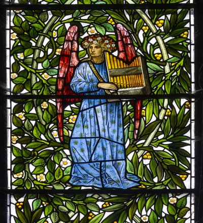 Nun Monkton, St Mary, Morris Marshall & Faulkner & Co, William Morris, Edward Burne-Jones, Angel Musician, 1873 by Edward and Morris Burne Jones